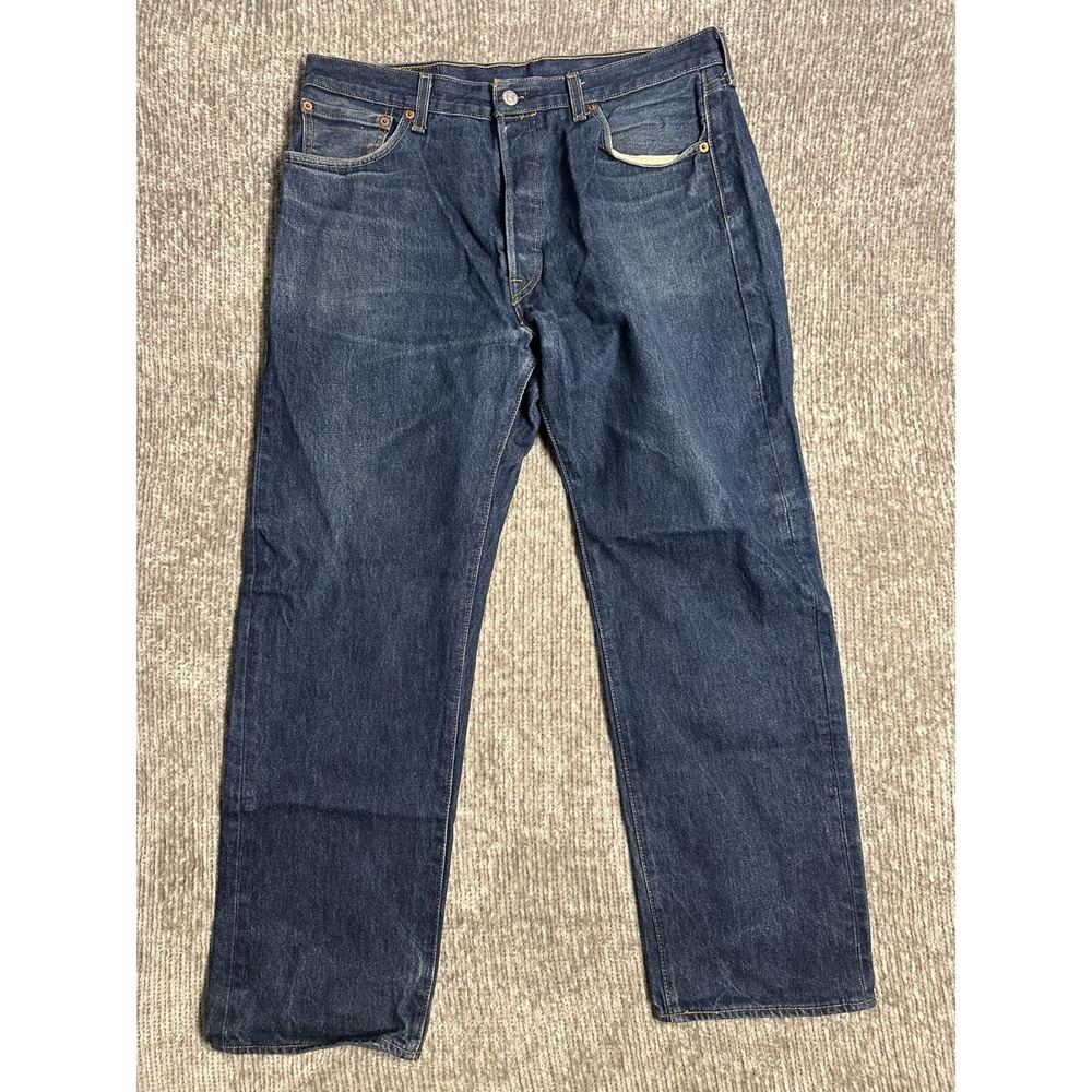Levis 501 Jeans Mens 36x32 Blue Denim Button Fly Straight Leg 100% Cotton